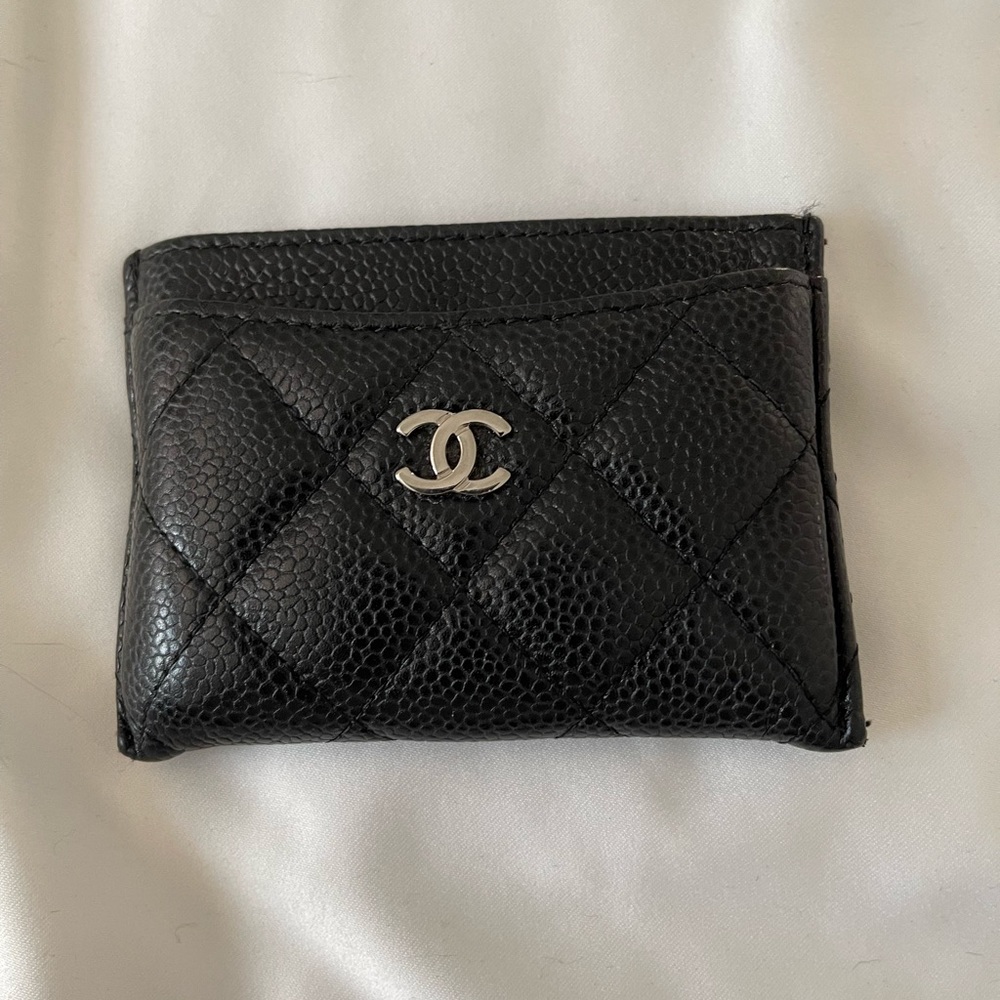 CHANEL Black Caviar Card Holder